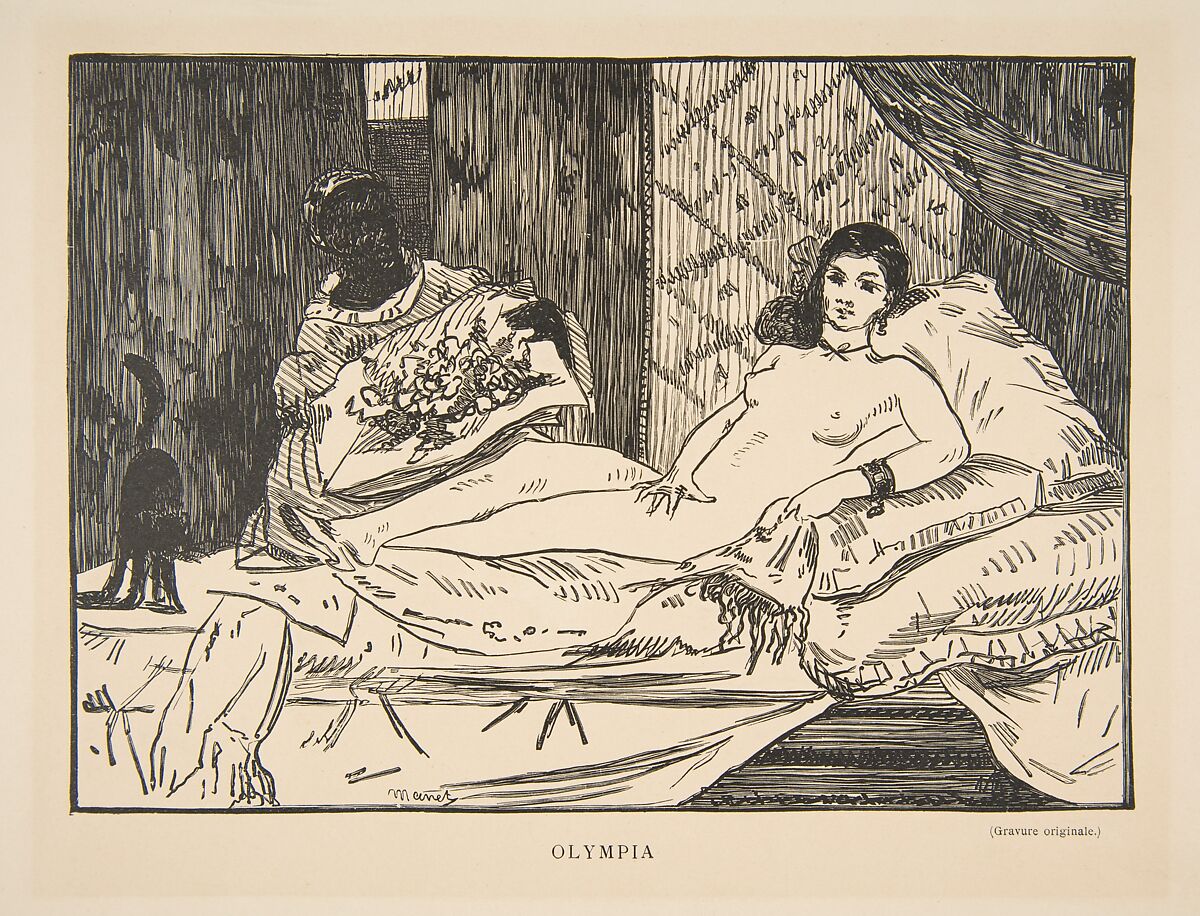 Olympia, After Edouard Manet (French, Paris 1832–1883 Paris), Wood engraving 