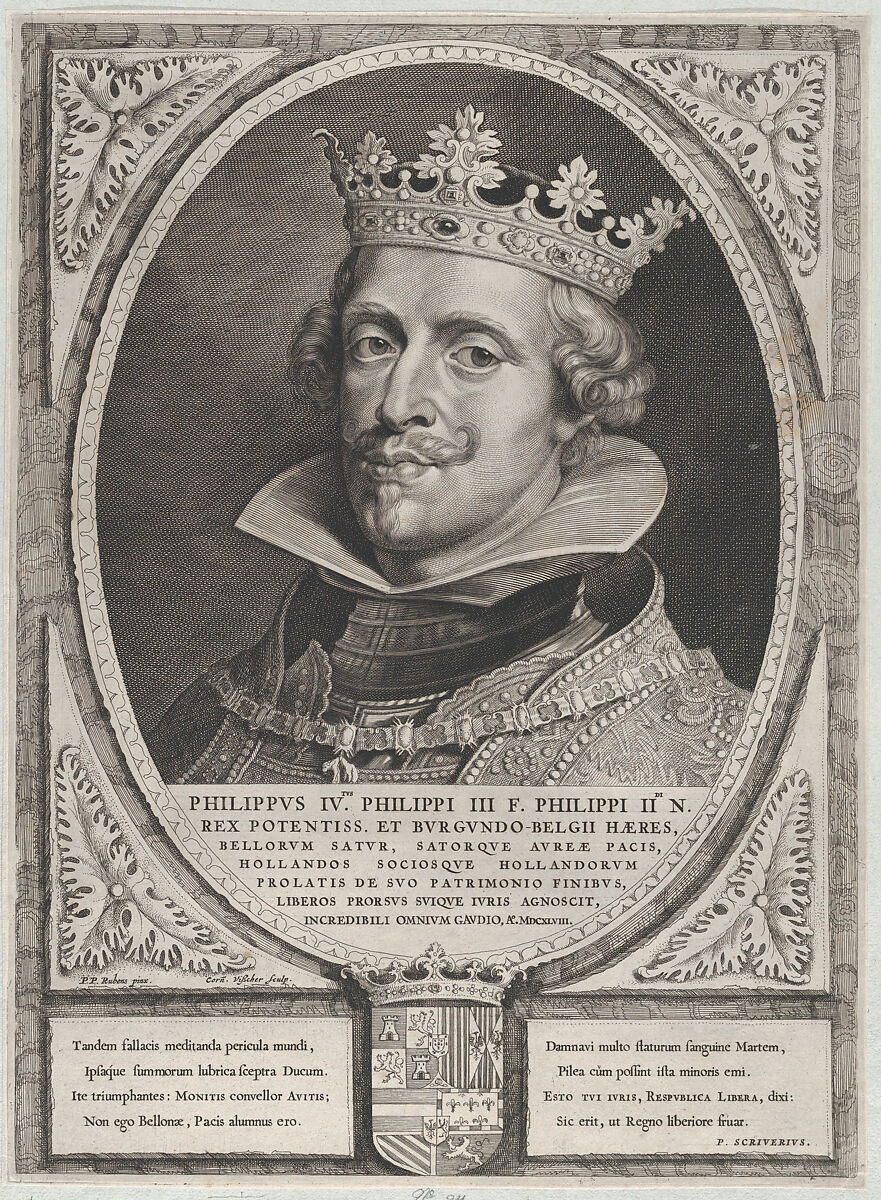 Portrait of Philip IV, King of Spain, from 'Counts and Countesses of Holland, Zeeland, and West-Frisia', Cornelis Visscher (Dutch, Haarlem (?) 1628/29–1658 Amsterdam), Engraving and etching; third state of three (Hollstein) 