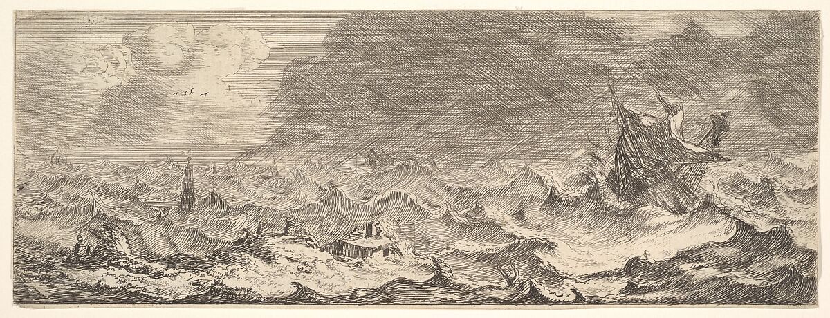 Water, from series The Four Elements, Reinier Nooms, called Zeeman (Dutch, Amsterdam ca. 1623–1664 Amsterdam), Etching 