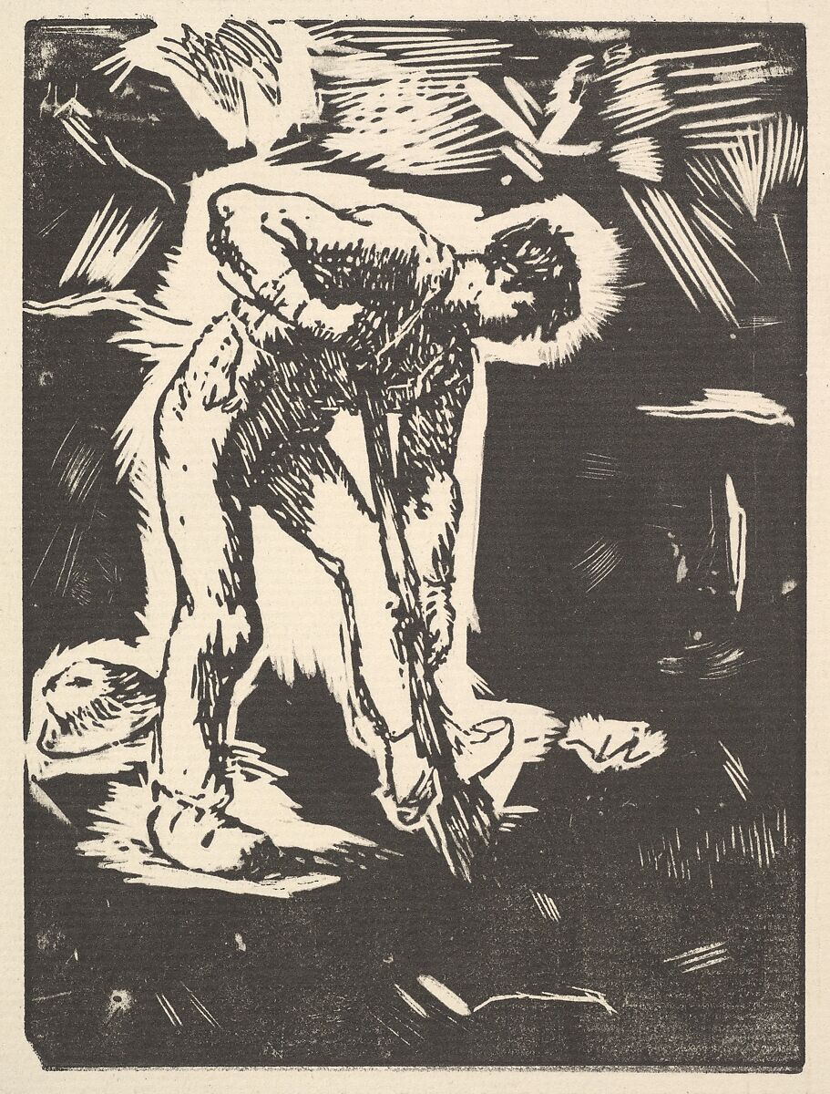 Digger, Jean-François Millet (French, Gruchy 1814–1875 Barbizon), Woodcut on laid paper; second (final) state; posthumous edition 