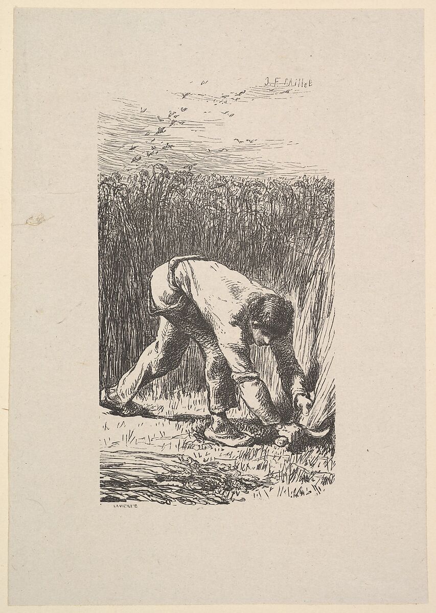 The Reaper, After Jean-François Millet (French, Gruchy 1814–1875 Barbizon), Woodcut on chine collé 