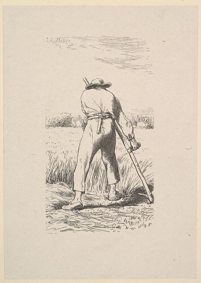 The Wheat Reaper, After Jean-François Millet (French, Gruchy 1814–1875 Barbizon), Woodcut on chine collé 