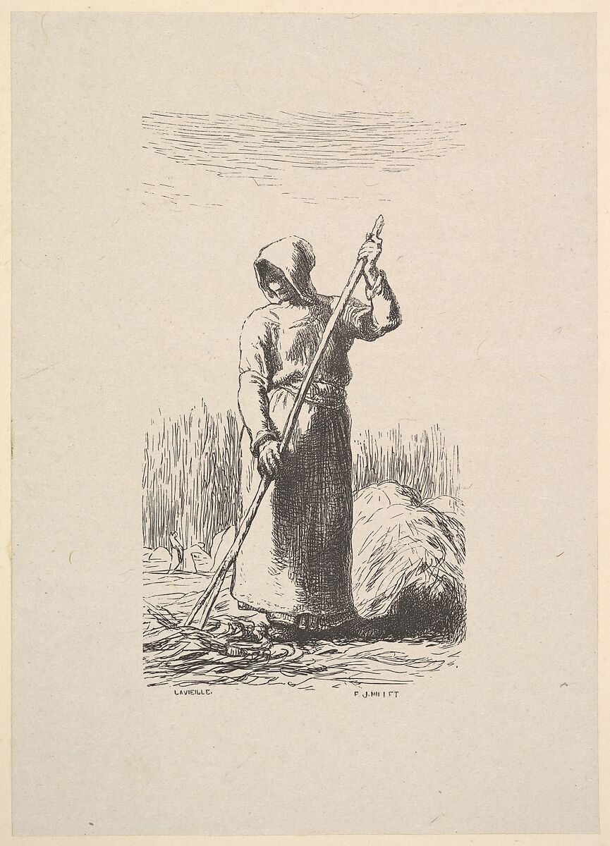 The Raker, After Jean-François Millet (French, Gruchy 1814–1875 Barbizon), Woodcut on chine collé 
