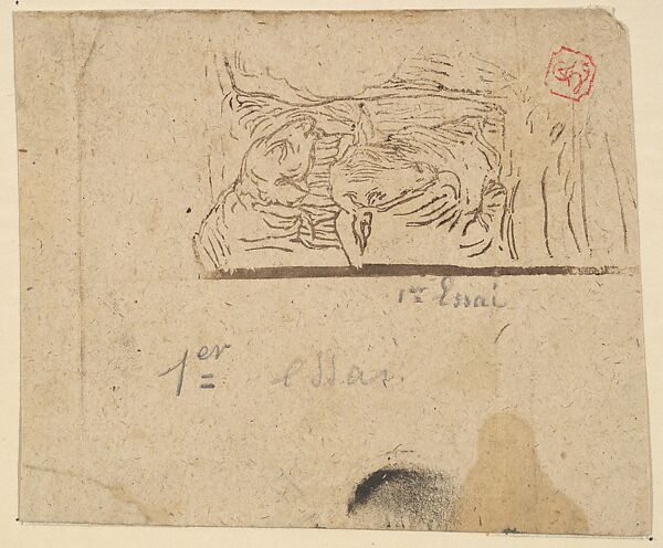 Seated Shepherdess with a Staff, Jean-Baptiste Millet (French, 1831–1906), woodcuts on laid and wove paper