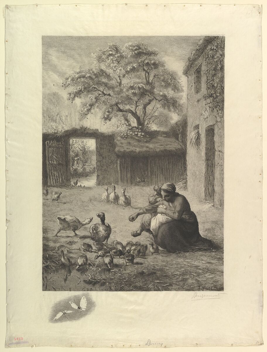 Le Printemps, d'après un pastel de Millet, Félix Bracquemond (French, Paris 1833–1914 Sèvres), Etching; ninth state of nine 
