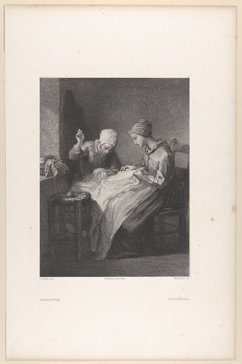 The Village Dressmakers, After Jean-François Millet (French, Gruchy 1814–1875 Barbizon), Lithograph 