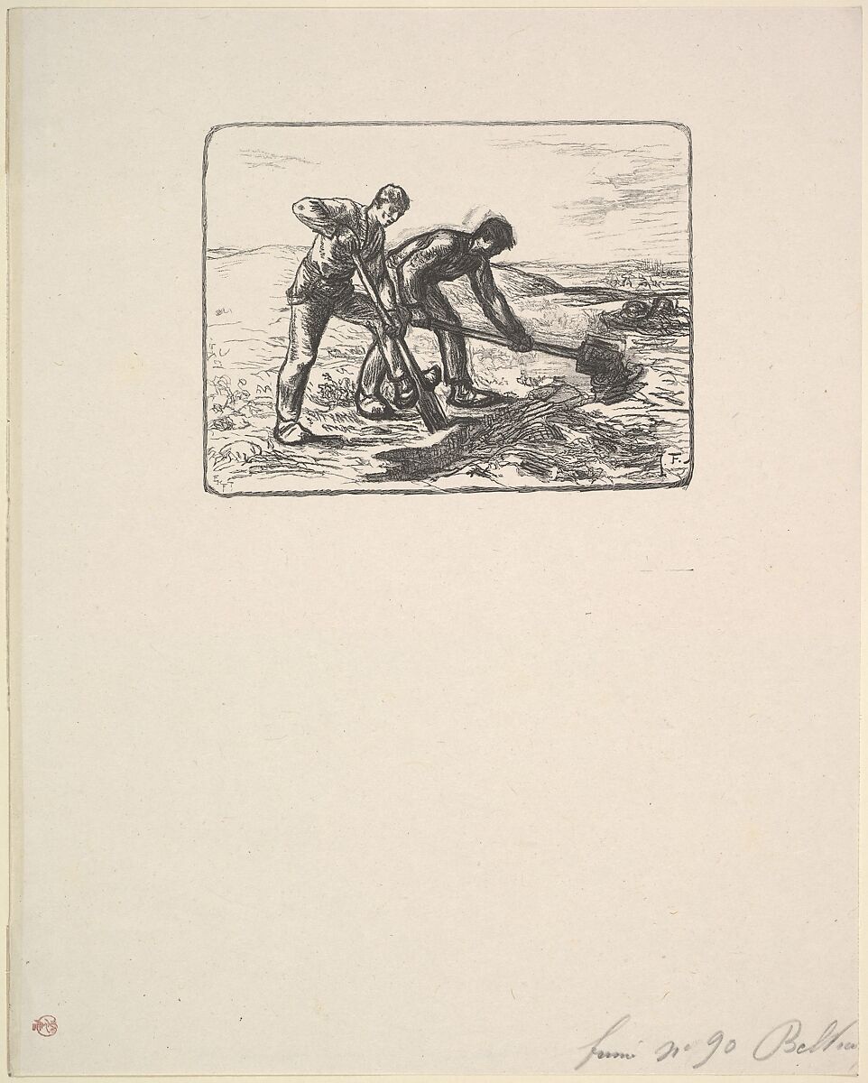 The Diggers, After Jean-François Millet (French, Gruchy 1814–1875 Barbizon), Woodcut 
