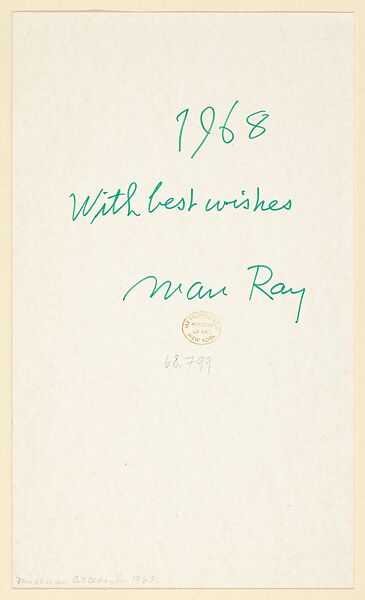 Greeting Card, Man Ray (American, Philadelphia, Pennsylvania 1890–1976 Paris), Photomechanical reproduction
