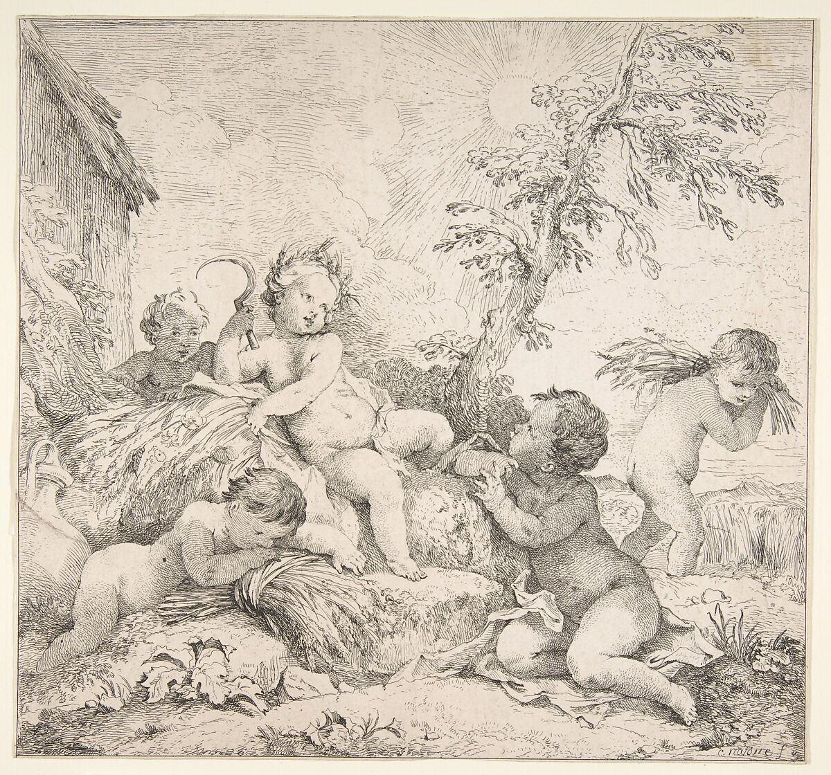 Summer (L'Été), Charles Joseph Natoire (French, Nîmes 1700–1777 Castel Gandolfo), Etching 
