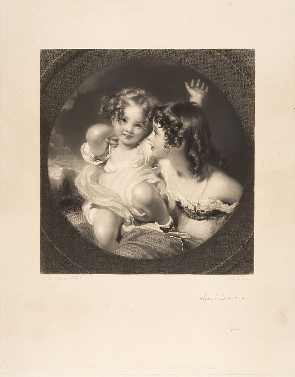 Nature (The Calmady Children), Samuel Cousins (British, Exeter 1801–1887 London), Mezzotint; third (?) state of five 