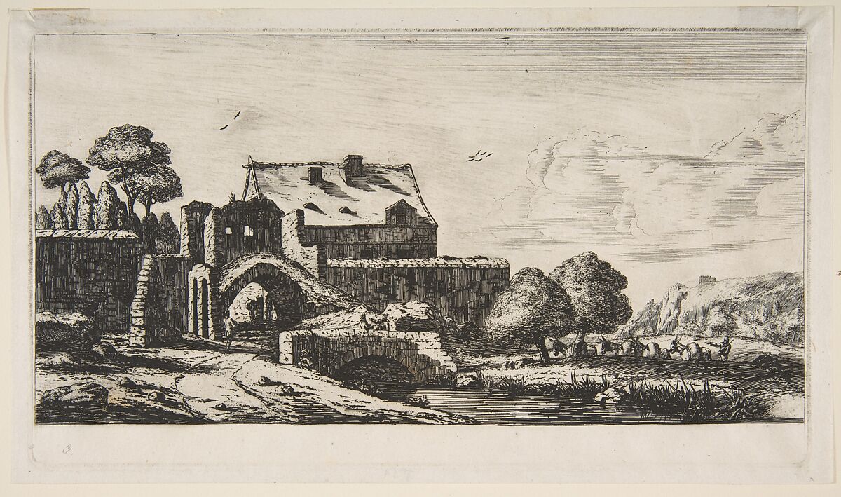 A Water-mill near Saint-Denis, Charles Meryon (French, 1821–1868), Etching on wove paper; first state of two 