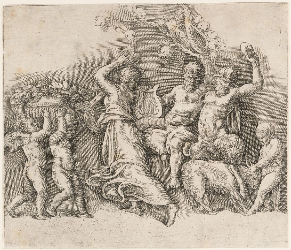 A Bacchanal, Battista Franco (Italian, Venice ca. 1510–1561 Venice), Engraving with etching