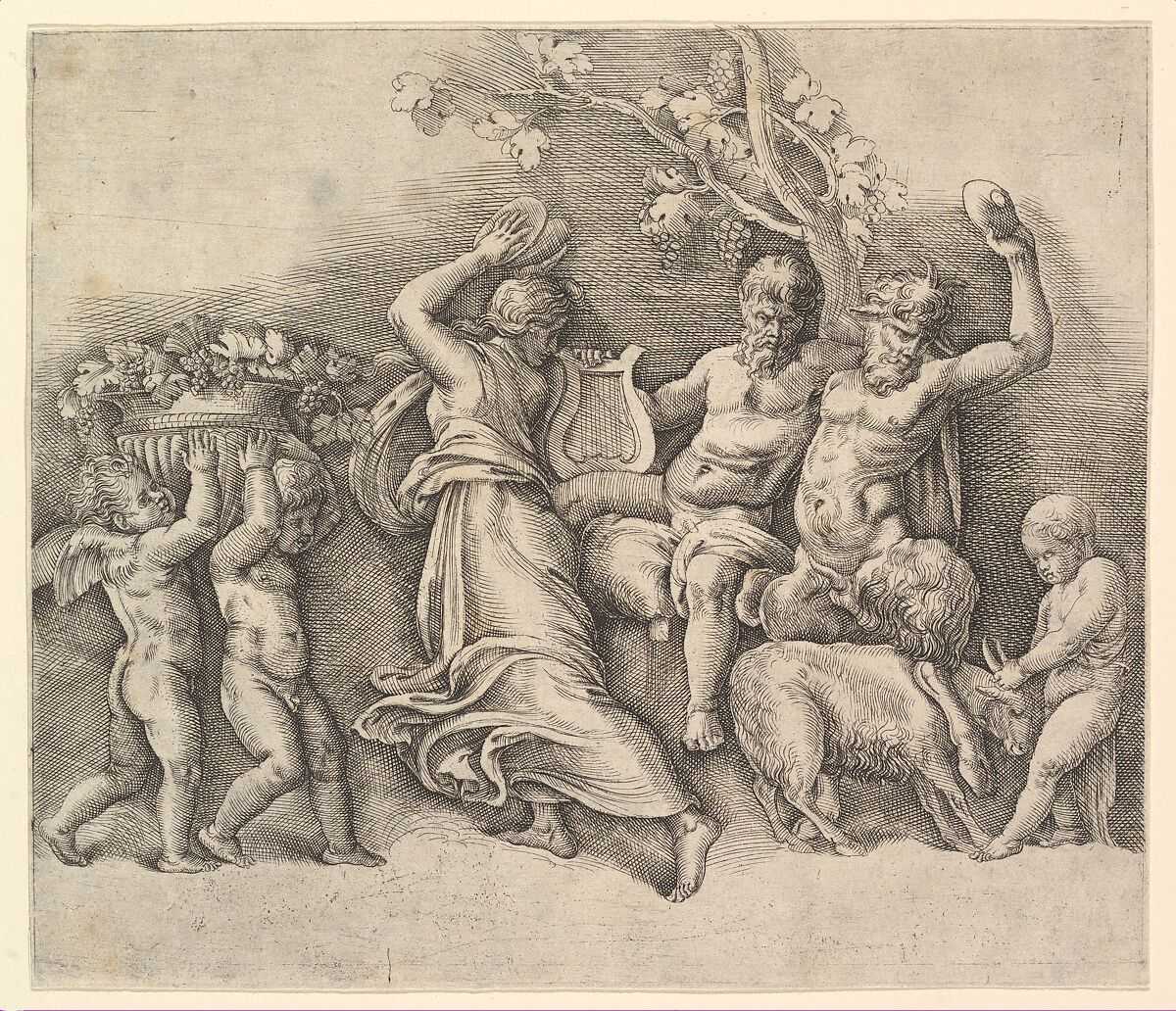 A Bacchanal, Battista Franco (Italian, Venice ca. 1510–1561 Venice), Engraving with etching 