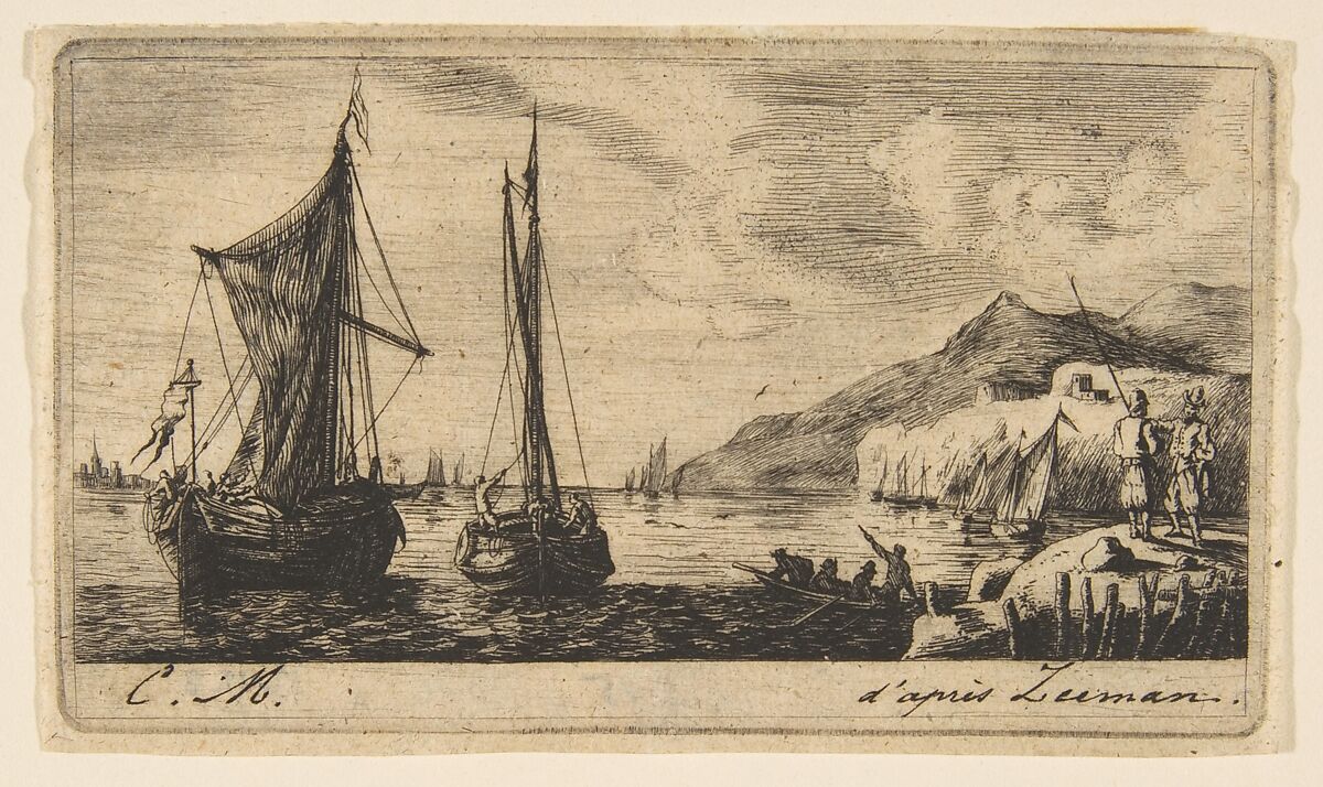 Calais Boats in Vlissingen, Charles Meryon (French, 1821–1868), Etching on thin wove paper; second (final state) 