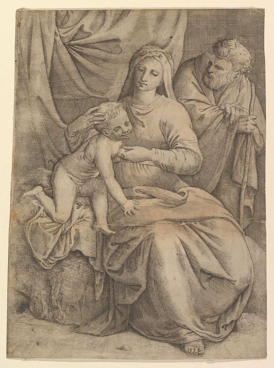 The Holy Family, Battista Franco (Italian, Venice ca. 1510–1561 Venice), Engraving and etching 