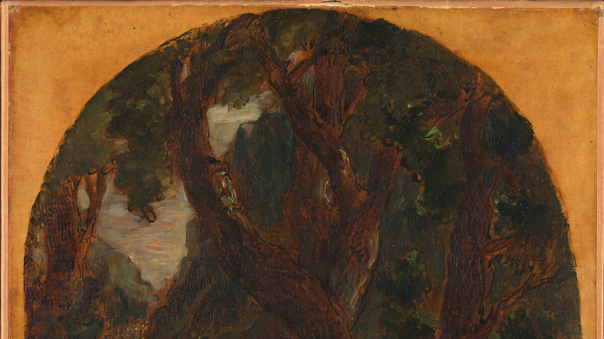 Jacob Wrestling with the Angel, Eugène Delacroix (French, Charenton-Saint-Maurice 1798–1863 Paris), Oil over pen and ink on tracing paper; mounted on canvas and backed with linen