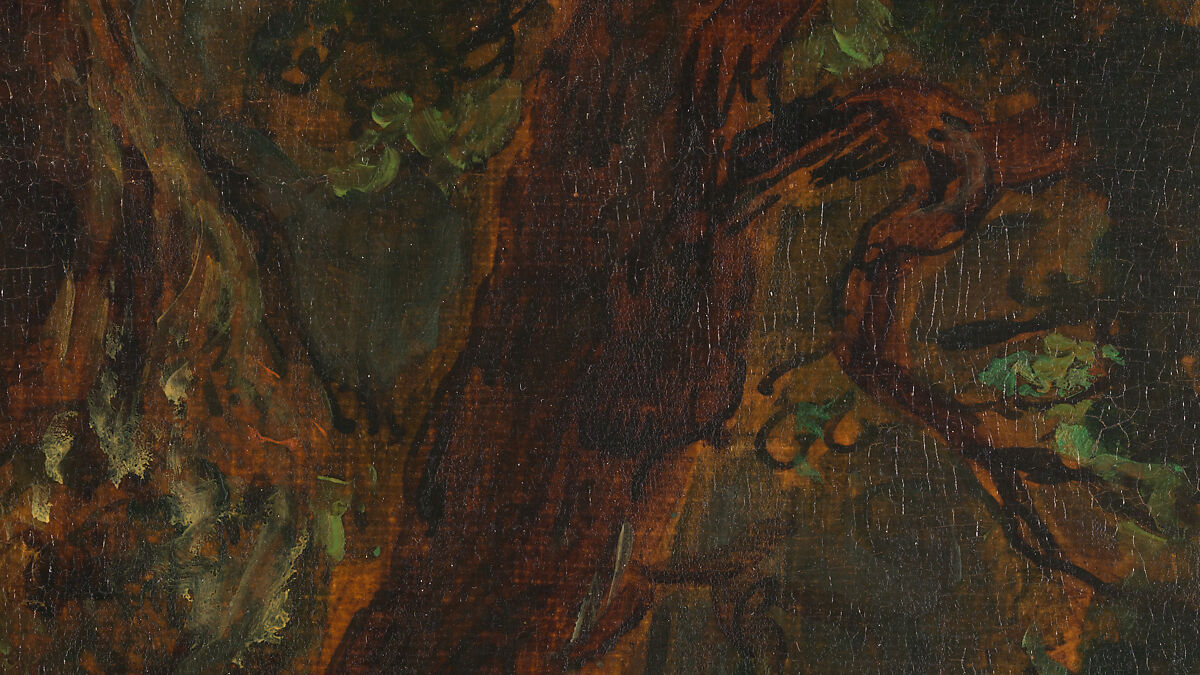 Jacob Wrestling with the Angel, Eugène Delacroix (French, Charenton-Saint-Maurice 1798–1863 Paris), Oil over pen and ink on tracing paper; mounted on canvas and backed with linen