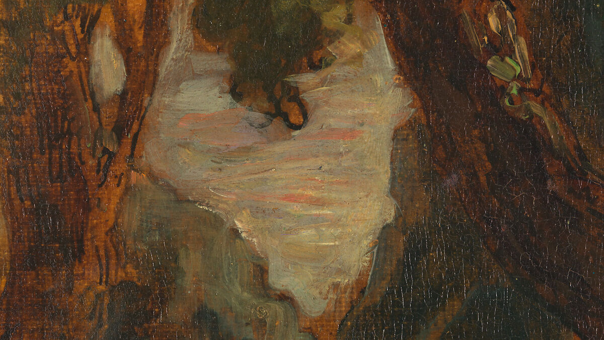 Jacob Wrestling with the Angel, Eugène Delacroix (French, Charenton-Saint-Maurice 1798–1863 Paris), Oil over pen and ink on tracing paper; mounted on canvas and backed with linen