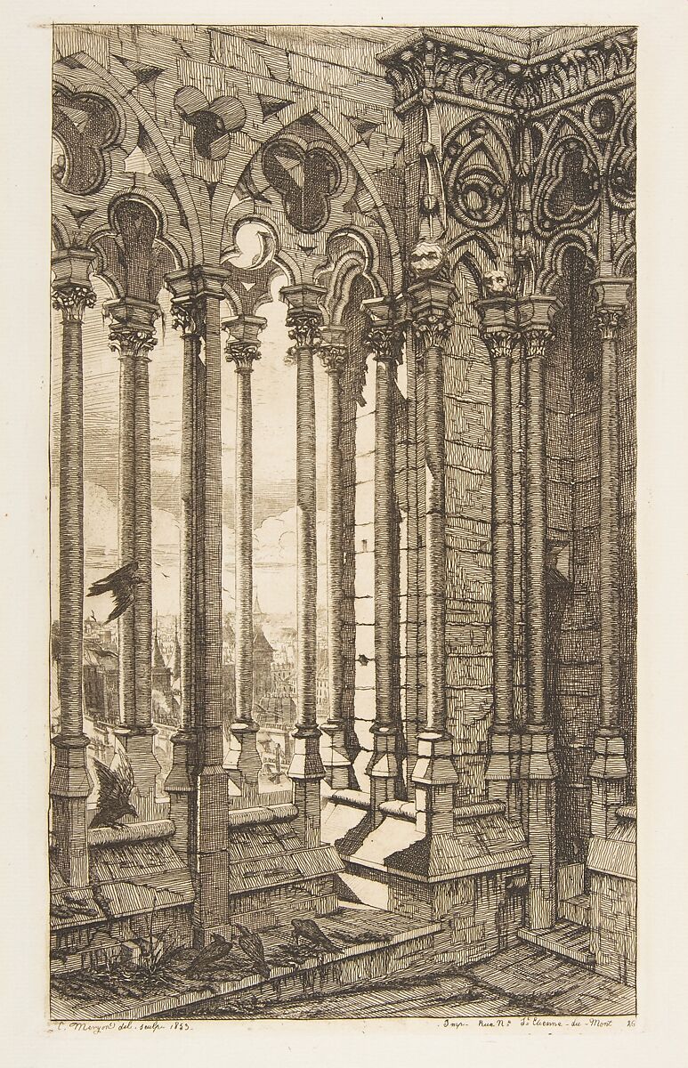 Gallery, Nôtre-Dame Cathedral, Paris, Charles Meryon (French, 1821–1868), etching on laid paper; fourth state of six 