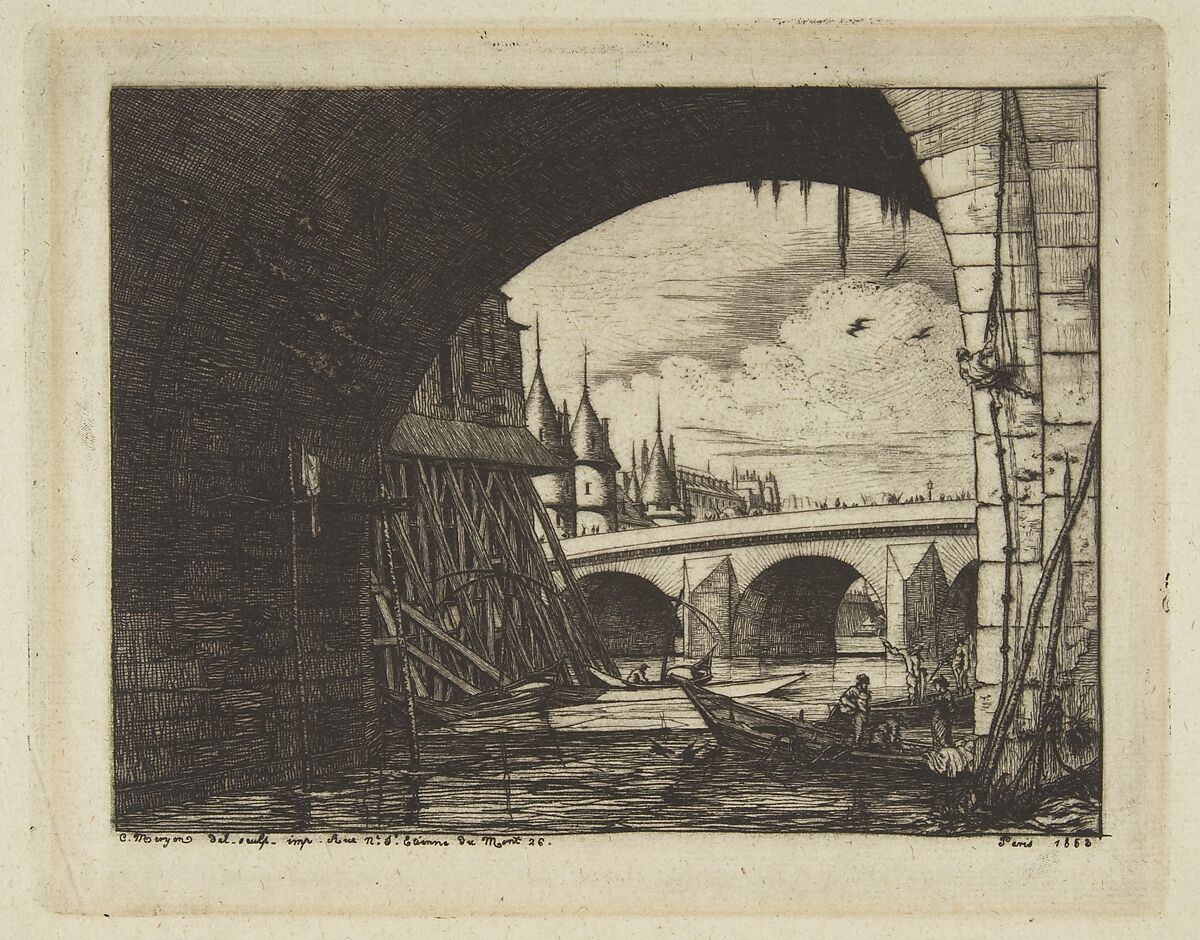 Archway, Pont Nôtre-Dame, Paris, Charles Meryon (French, 1821–1868), Etching; fourth state of four 