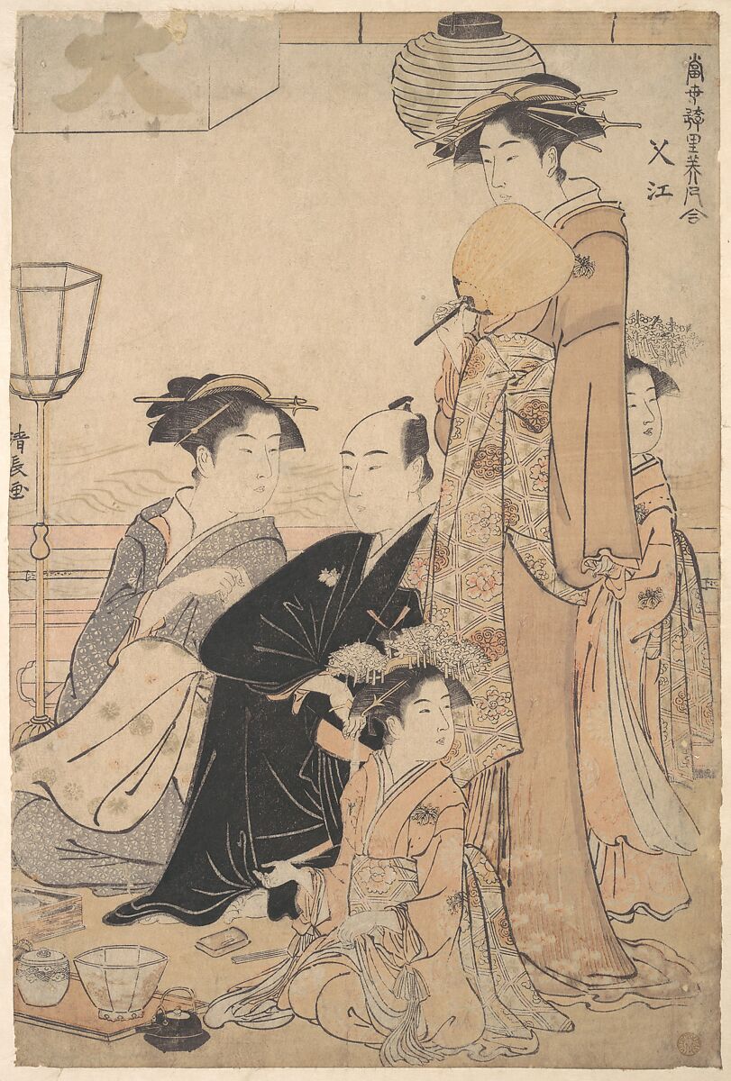 Sashiye (name of a place in Edo), Torii Kiyonaga (Japanese, 1752–1815), Right-hand sheet of a diptych of woodblock prints; ink and color on paper, Japan 