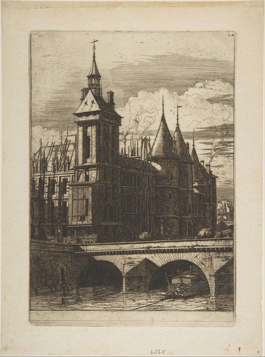 The Clock Tower, Paris, Charles Meryon (French, 1821–1868), Etching with engraving; fourth state of ten 
