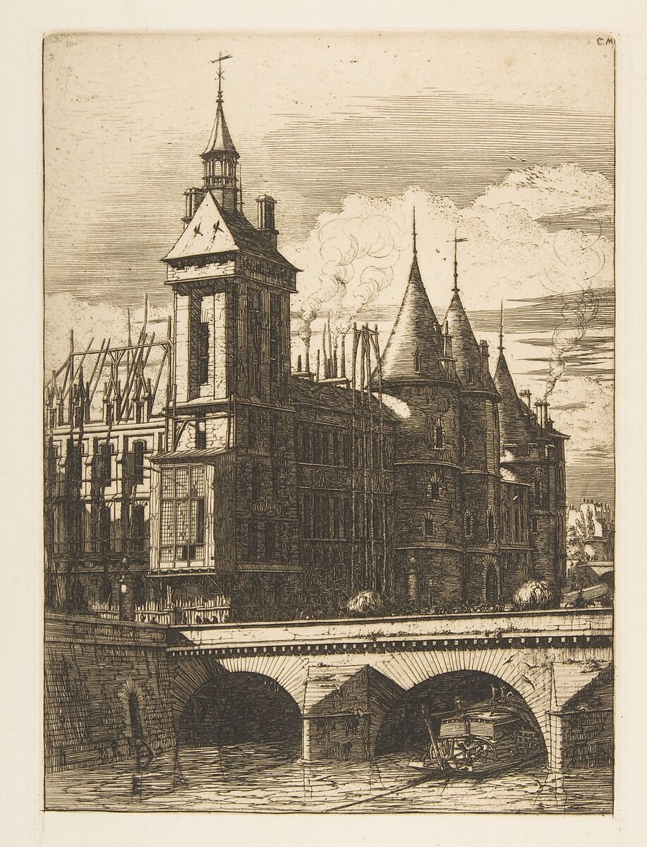 The Clock Tower, Paris, Charles Meryon (French, 1821–1868), Etching with engraving on laid paper; fifth state of ten 