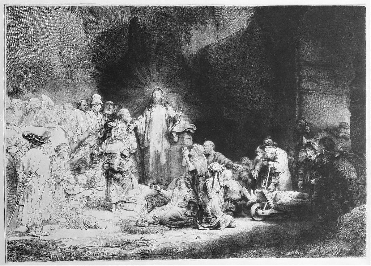 The Hundred Guilder Print, Rembrandt (Rembrandt van Rijn) (Dutch, Leiden 1606–1669 Amsterdam), Etching, engraving, and drypoint; second state of two