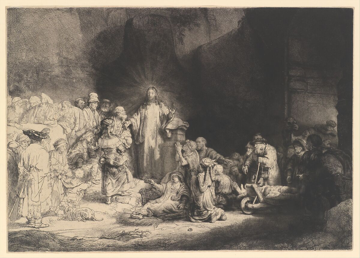 The Hundred Guilder Print, Rembrandt (Rembrandt van Rijn) (Dutch, Leiden 1606–1669 Amsterdam), Etching, engraving, and drypoint; second state of two 