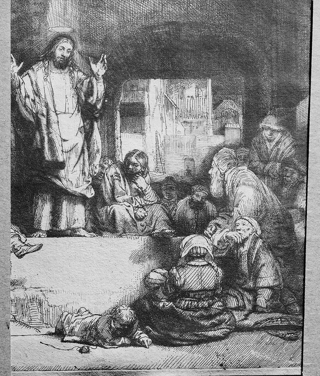 Christ Preaching, called La Petite Tombe, Rembrandt (Rembrandt van Rijn) (Dutch, Leiden 1606–1669 Amsterdam), Etching, engraving, and drypoint; first of two states
