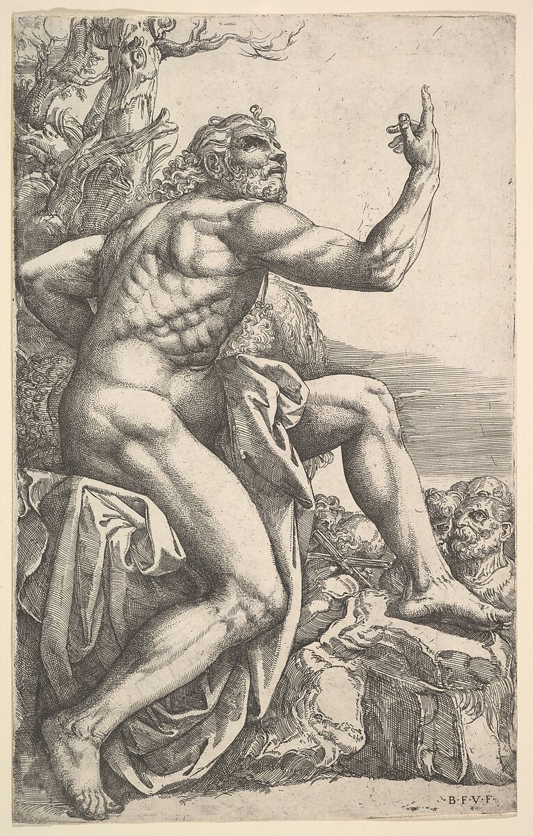 John the Baptist Preaching in the Wilderness, Battista Franco (Italian, Venice ca. 1510–1561 Venice), Etching 