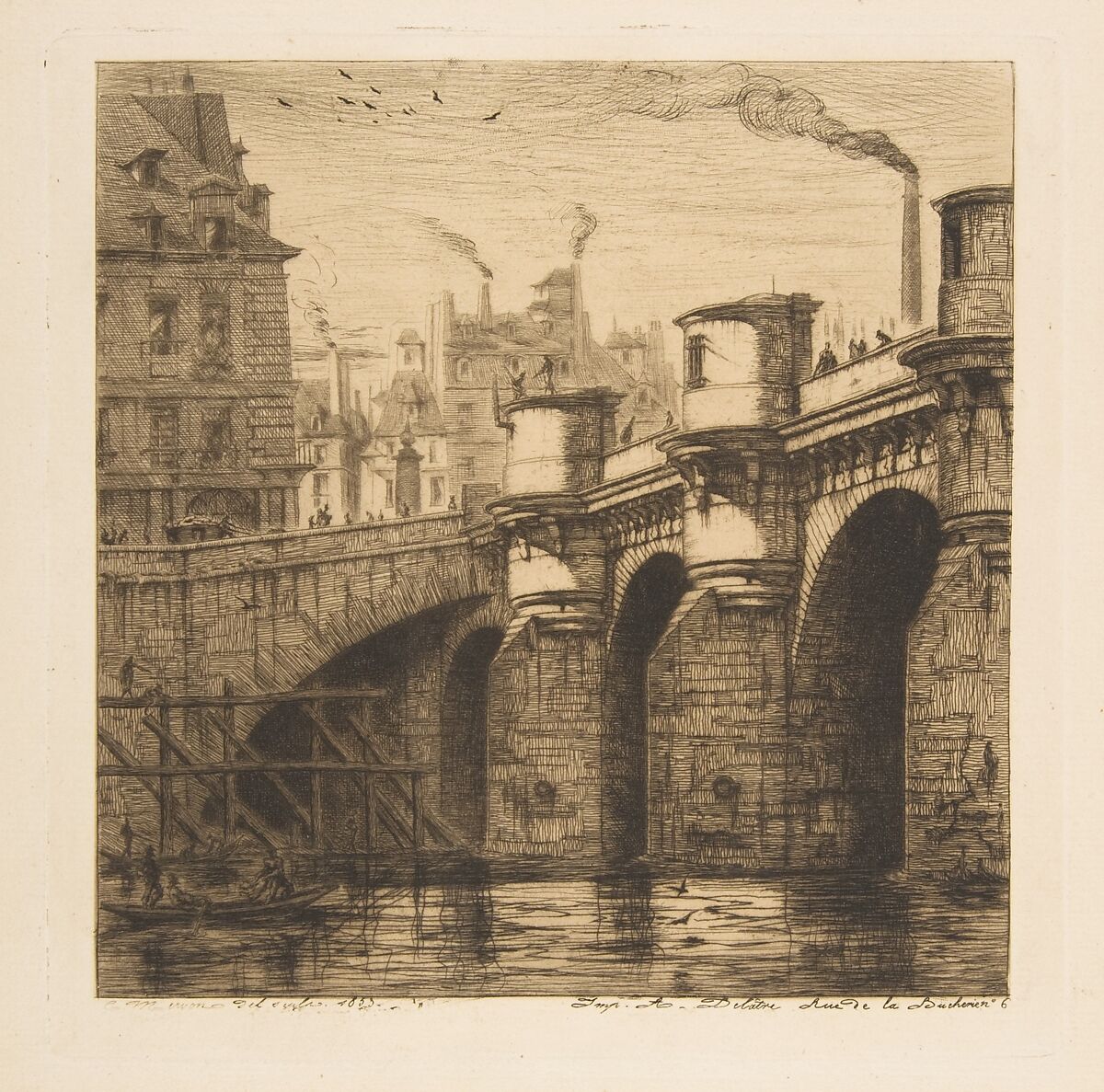 Pont-Neuf, Paris, from "Etchings of Paris", Charles Meryon (French, 1821–1868), Etching and drypoint; seventh state of eleven 