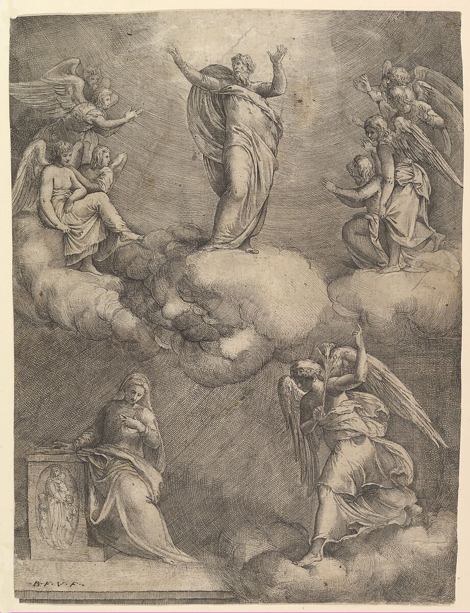 The Annunciation, Battista Franco (Italian, Venice ca. 1510–1561 Venice), Etching and Engraving 