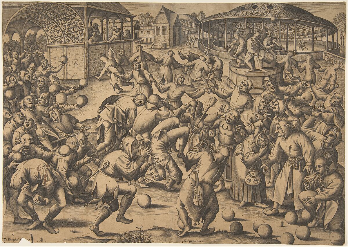 The Festival of Fools, After Pieter Bruegel the Elder (Netherlandish, Breda (?) ca. 1525–1569 Brussels), Engraving; second state of three 