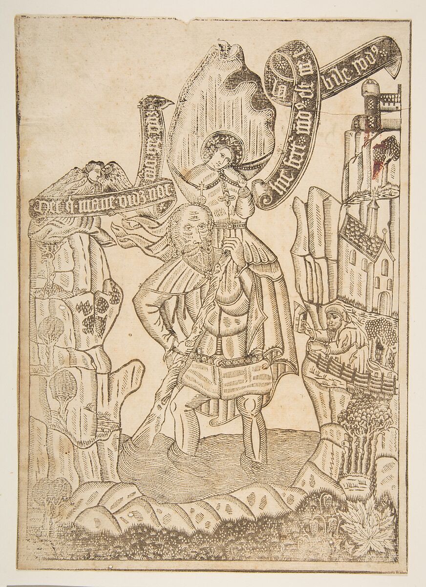 Saint Christopher, Anonymous, German, 19th century, Woodcut 