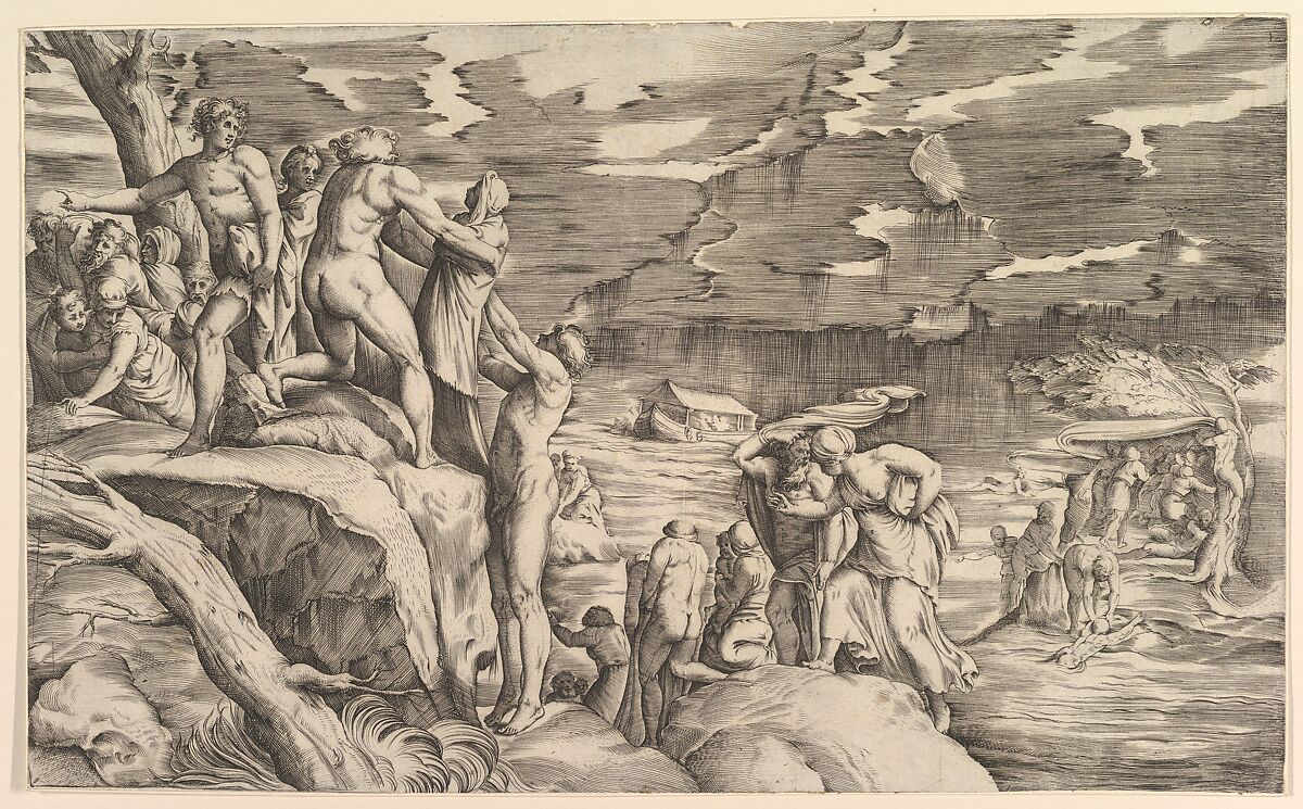 The Deluge, Battista Franco (Italian, Venice ca. 1510–1561 Venice), Engraving 
