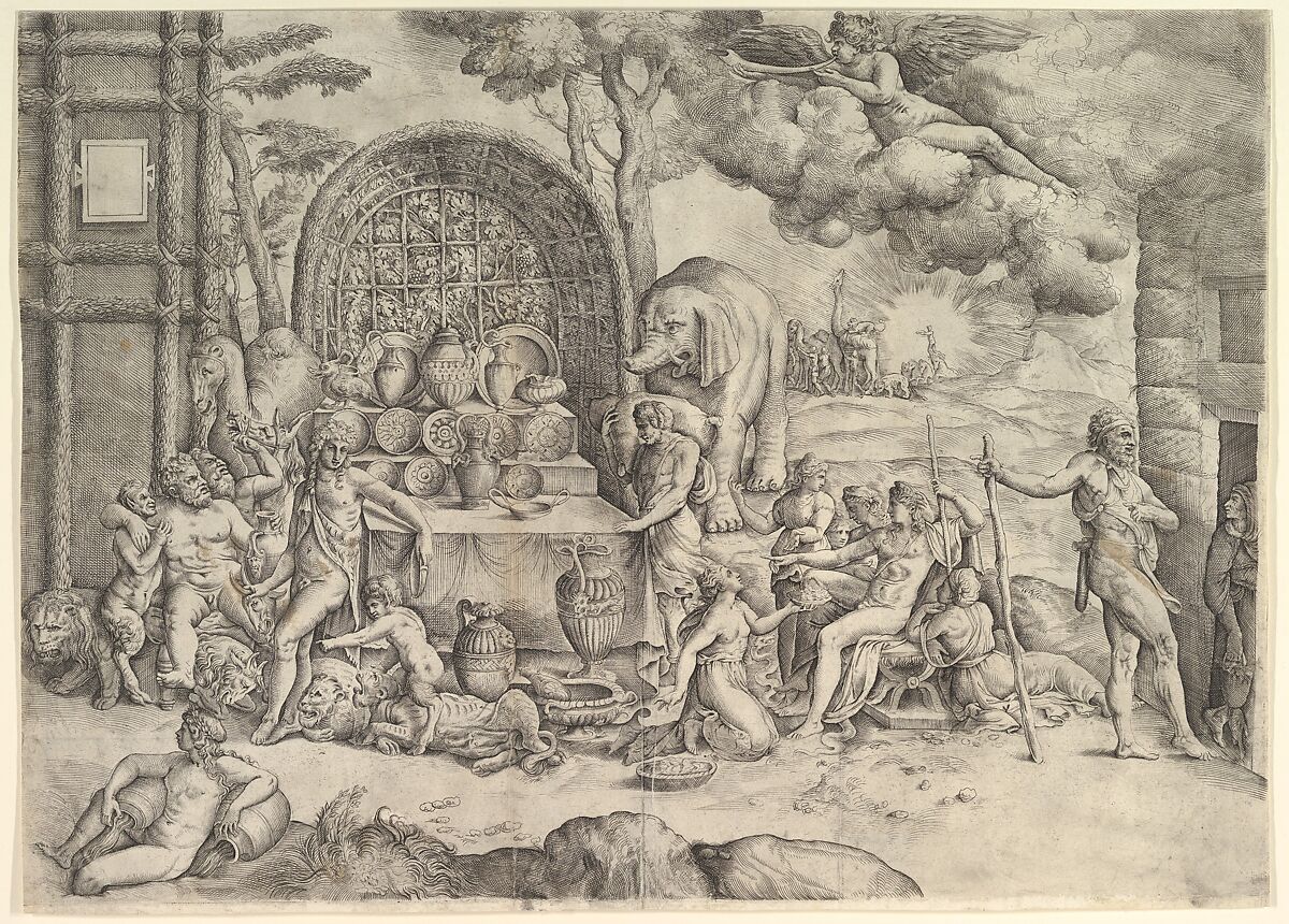 The Wedding of Cupid and Psyche (right panel), Battista Franco (Italian, Venice ca. 1510–1561 Venice), Engraving 