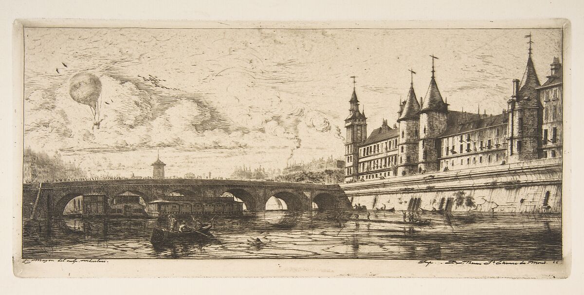 Pont-au-Change, Paris, from "Etchings of Paris", Charles Meryon (French, 1821–1868), Etching and drypoint on laid paper; fifth state of twelve 