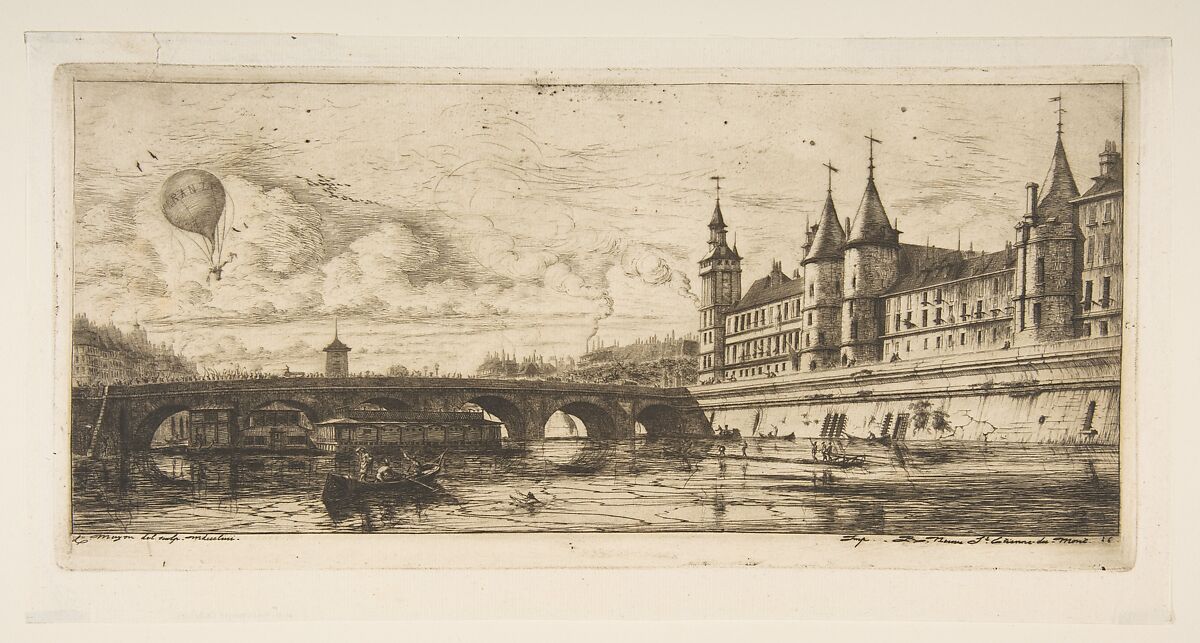 Pont-au-change, Paris, Charles Meryon (French, 1821–1868), Etching and drypoint on laid paper; fifth state of twelve 
