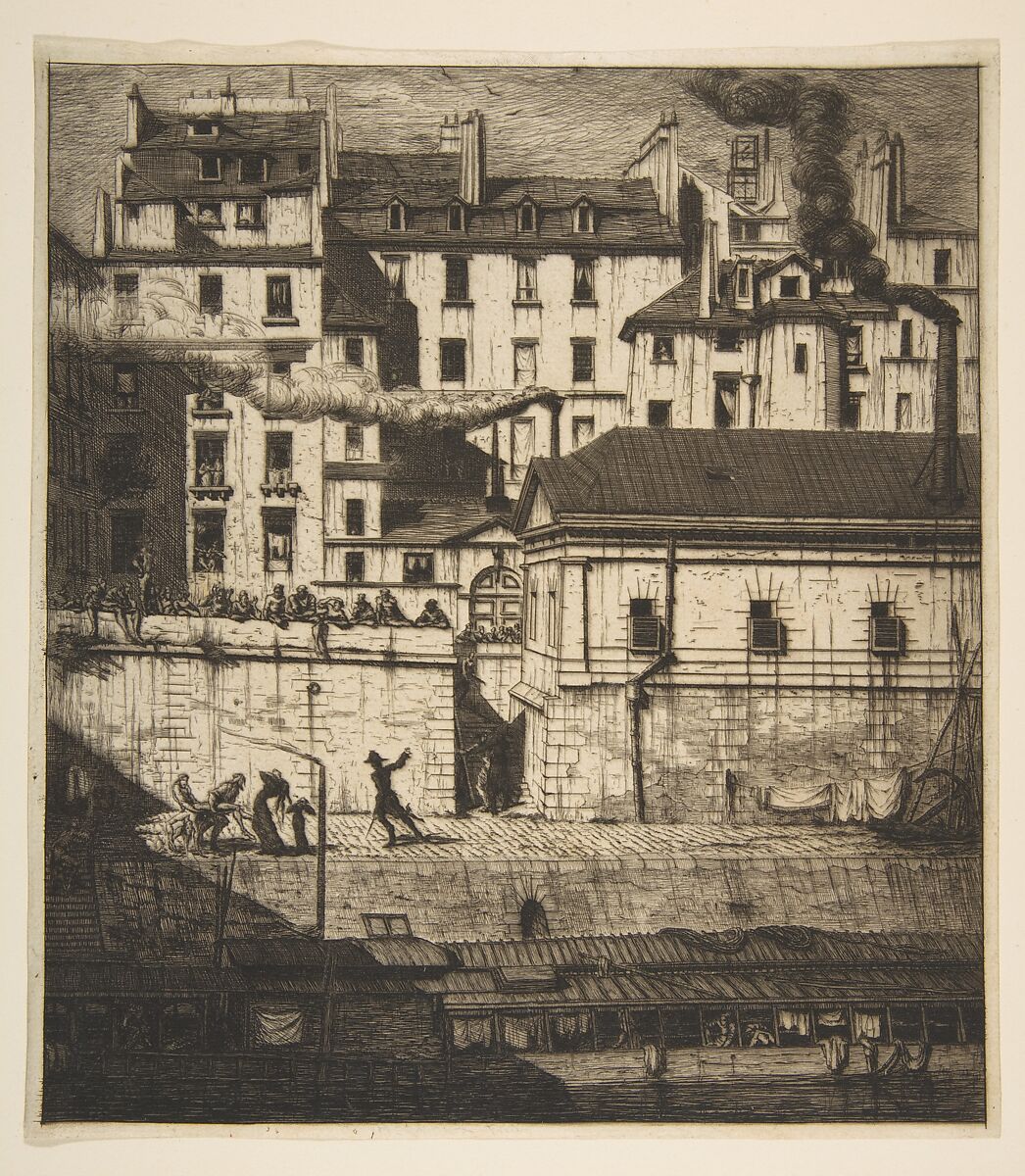 The Mortuary, Paris (La Morgue), Charles Meryon (French, 1821–1868), Etching and drypoint on laid paper; third state of seven 