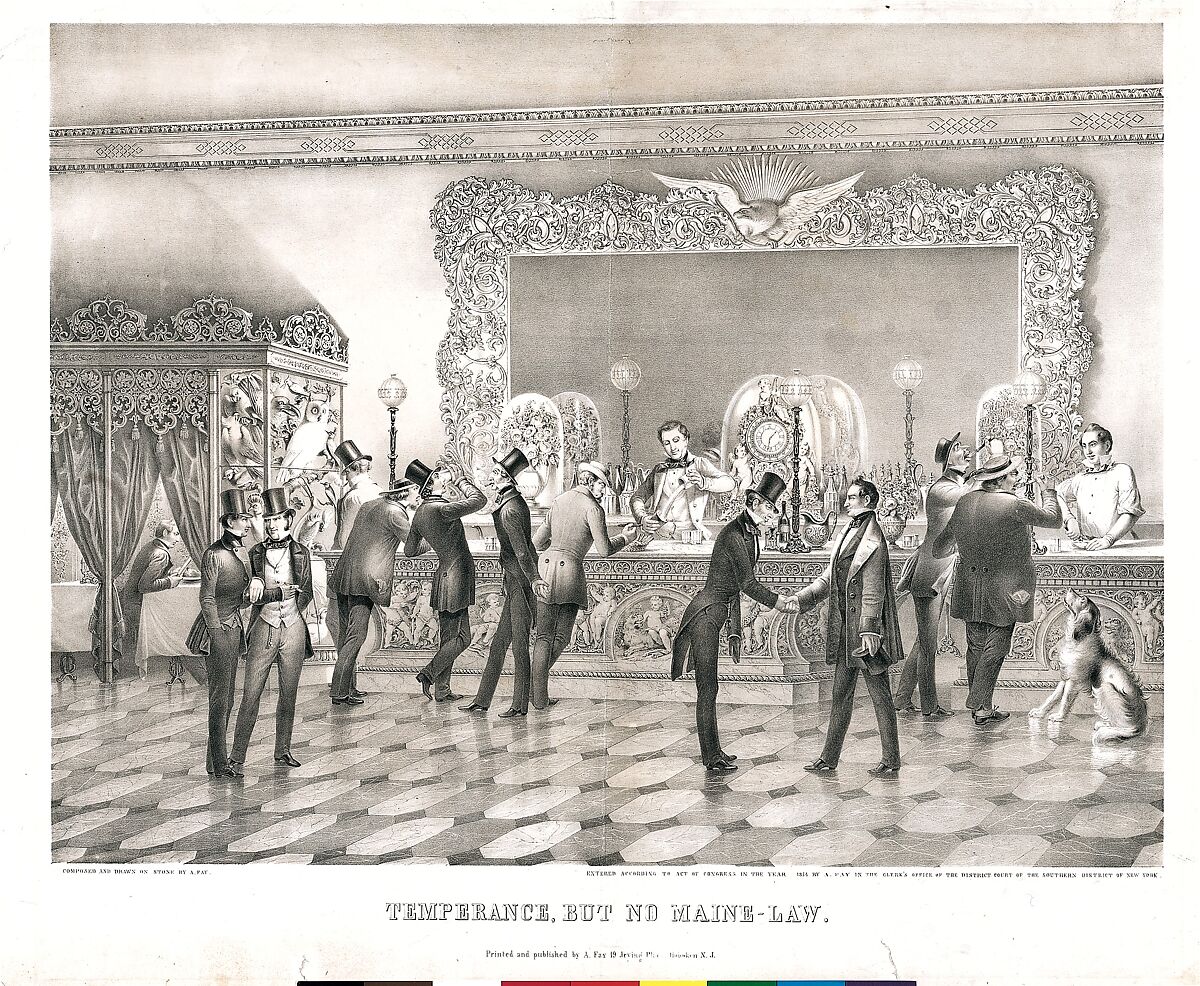 Temperance, but No Maine Law, Augustus Fay (American, born ca. 1824, active 1840–60), Lithograph