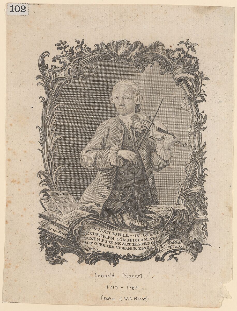 Leopold Mozart playing the violin, J. A. Friedrich (German, mid-18th century), Etching and engraving 