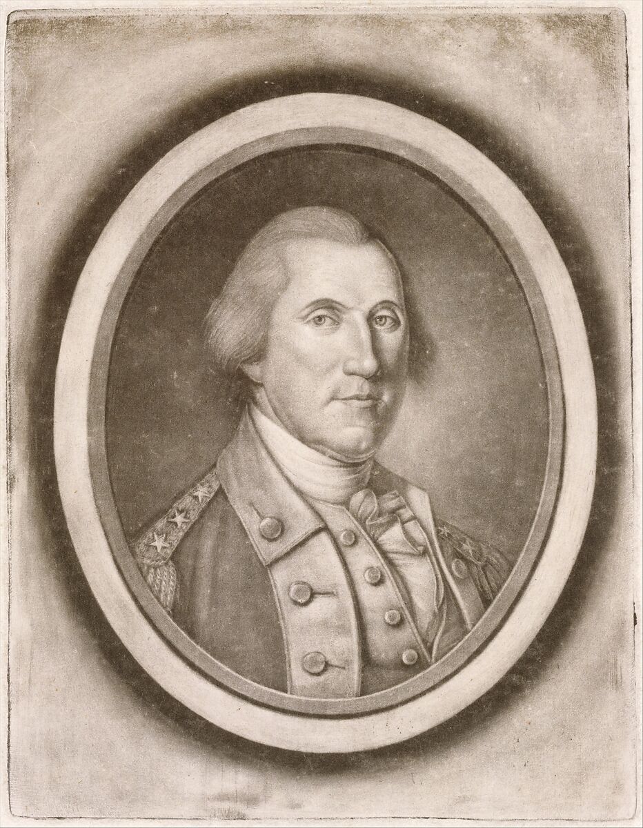 George Washington, Designed and engraved by Charles Willson Peale (American, Chester, Maryland 1741–1827 Philadelphia, Pennsylvania), Mezzotint; proof before letters 