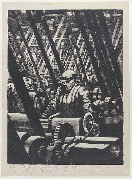 Making the Engine, Christopher Richard Wynne Nevinson (British, London 1889–1946 London), Lithograph 