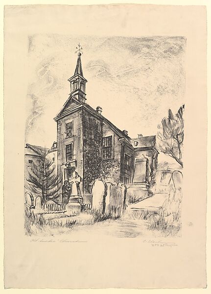 Old Swedes' Church, Claude Clark, Sr. (American, Rockingham, Georgia 1915–2001 Oakland, California), Lithograph 