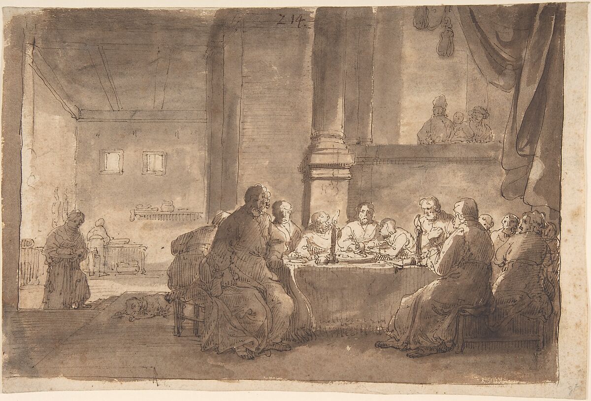 The Last Supper, Claes Moeyaert (Dutch, Amsterdam 1591–1655 Amsterdam), Pen and brown ink, brush and brown wash 