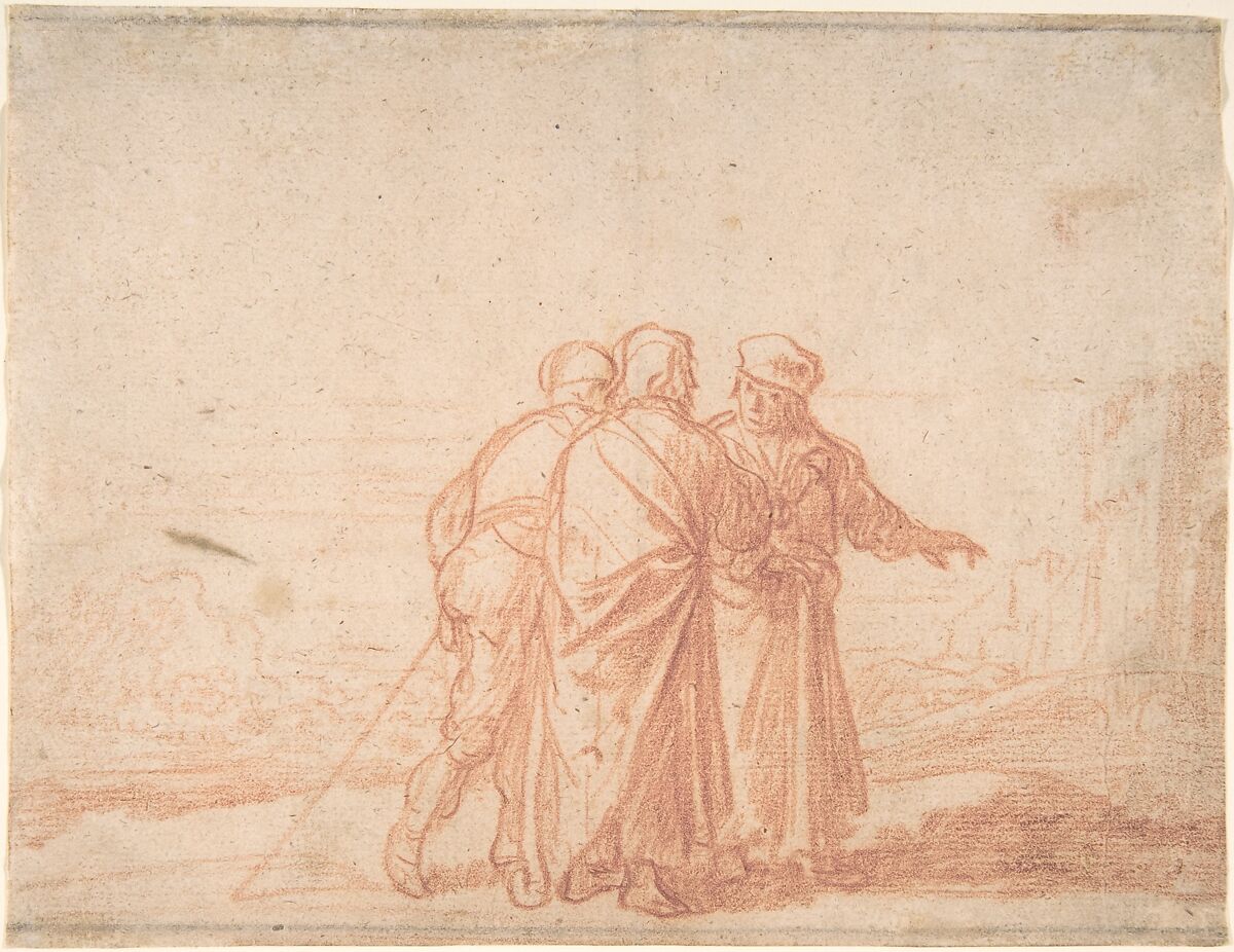 The Road to Emmaus, Claes Moeyaert (Dutch, Amsterdam 1591–1655 Amsterdam), Red chalk 
