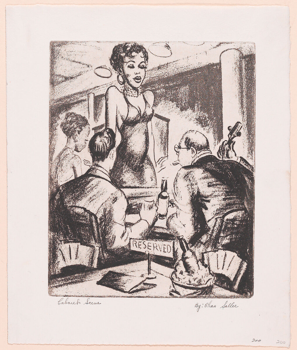 Cabaret Scene, Charles L. Sallee, Jr. (American, Oberlin, Ohio 1913–2006 Cleveland, Ohio), Soft-ground etching 