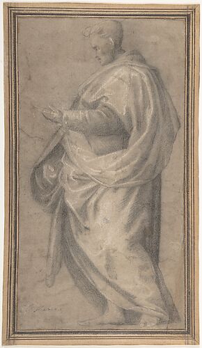 Drapery Study for a Standing Male Figure in Profile Facing Left