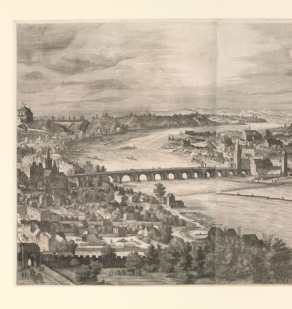 View of the City of Prague, Johannes Wechter (German, Nuremberg ca. 1550–after 1606 Eichstatt, Bavaria), Etching